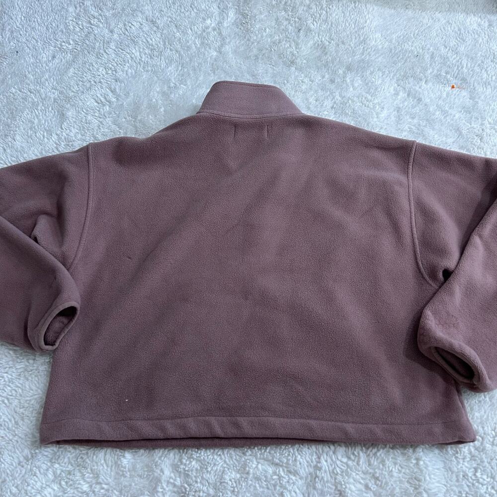 Aritzia TNA 1/2 Zip Fleece Cropped Sweater Womens Dusty Pink Cozy Loungewear L - Picture 2 of 6